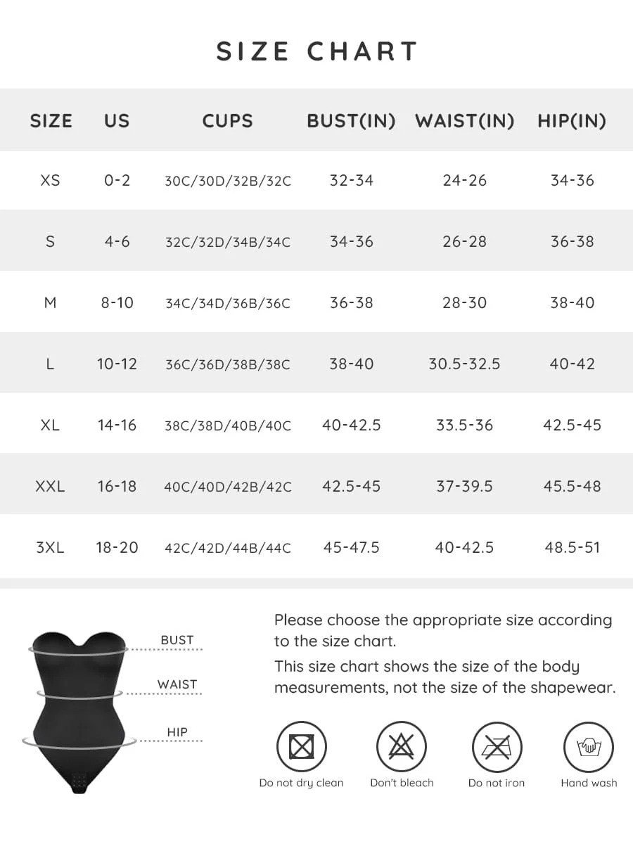 The Comfy Club size chart for the Shapewear Bodysuit and 80D Pantyhose